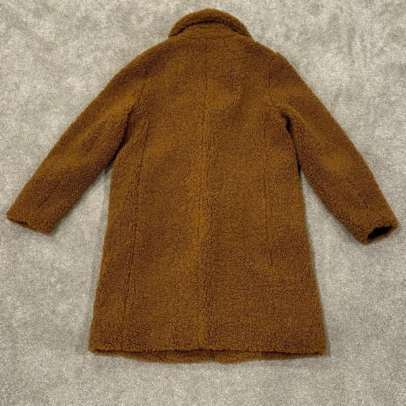 J. CREW Teddy Sherpa Topcoat Peacoat Brown Size Medium Like New - Picture 6 of 12